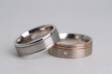 Hand made men's wedding band Brushed finish 14k solid white gold ring