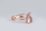 Modern & Stylish double shank peach-pink Natural Morganite Engagement ring Pear Shape Rose gold Diamond ring