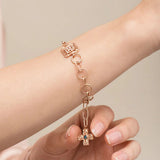 Vintage Multi Links Solid 14k Rose gold Bracelet,t pretty cross charm and Cognac diamond on Square disc point Fashionable Bracelet