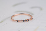 Vintage Blue diamond stackable, daily band ring rose gold yellow gold wedding band