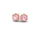 6mm Round Morganite, Hexagon Shape earrings