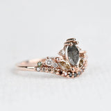 Stunning Multi Color Diamond, Tiara Style Solid 14k Rose Gold Engagement Ring
