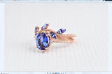 Vintage hand made Tanzanite Engagement ring 1.2 ct oval natural tanzanite , white diamond , solid rose gold yellow gold white gold ring