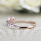 Gorgeous vintage aquamarine leaf and white diamond band rose gold yellow gold wedding band