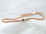 Geometric Piramit Link Chain Blue Diamond Point Solid 14k Rose Gold Bracelet