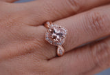 the queen of Floral morganite engagement ring 7mm cushion morganite white diamond rose gold ring