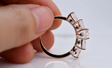 Rainbow Moon Stone ring rose gold yellow gold Natural green diamond wedding band