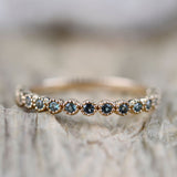 Natural Alexandrite Wedding Band , Solid 14k Gold Daily Ring