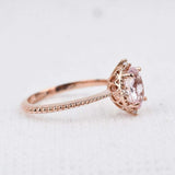 Beautiful Baby Pink Sapphire Vintage Engagement ring 1.2 ct oval sapphire ,white diamond , solid 14k rose gold ring