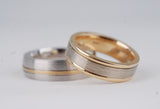 Vintage, Handmade Men's wedding band solid white & yellow gold band ring