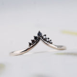 Vintage black diamond tiara wedding band rose gold yellow gold white gold ring