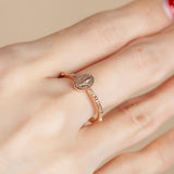 Virgin Mary Rosary ring, Solid 10K, 14K rose gold ring
