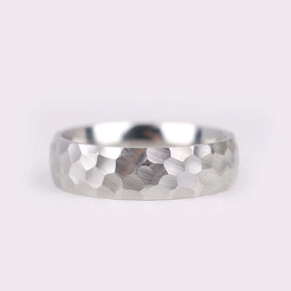 Handmade Hammering Textured Wedding Band Vintage Solid gold Men'`s  Ring