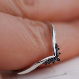 Vintage black diamond tiara wedding band rose gold yellow gold white gold ring