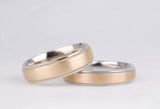 Handmade Milgrarain Eternity wedding band for man solid yellow and white gold