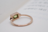 Art Deco style Peridot white diamond engagement ring rose gold yellow gold ring
