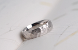 Handmade Hammering Textured Wedding Band Vintage Solid gold Men'`s  Ring