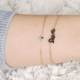 Green Diamond Love in 14k rose gold yellow gold Chain, Daily Bracelet