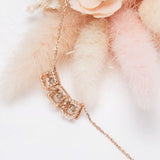 3 rope square Cognac Dancing Diamond 14k rose gold necklace
