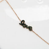 Green Diamond Love in 14k rose gold yellow gold Chain, Daily Bracelet