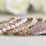 1.3 mm Cutie Fresh Seed Pearls Solid 10K, 14k Gold Daily Stocking Ring , Vintage Wedding Band
