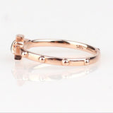 St Peter Rosary Ring,Solid 14K Rose Gold White Diamond Cross Ring