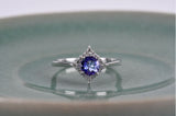 Diamond Halo 6mm Round Tanzanite Engagement ring Solid Rose gold yellow gold ring
