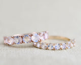 3mm Rainbow Moon Stone ring 14k gold Vintage wedding band
