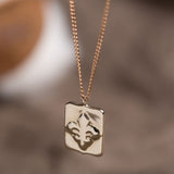 Vintage & Antique Shield Pendant, Fleur-de-lis 14k solid rose gold daily necklace