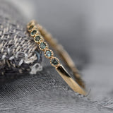 Natural Alexandrite Wedding Band , Solid 14k Gold Daily Ring