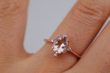 Vintage Pink Morganite engagement ring 1.2ct oval morganite & white diamond rose gold ring