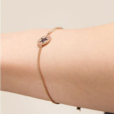 Purple Diamond star Gold Coin Solid 14k Rose Gold Daily Bracelet