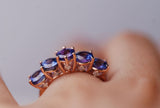 Fantastic blue berry Tanzanite engagement ring Natural 5mm round Tananite & white diamond setting bride ring