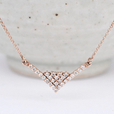 Vintage & Art deco style triangle Necklace Solid gold white diamond Necklace