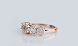 Rainbow Moon Stone ring rose gold yellow gold Natural green diamond wedding band