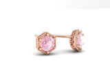 6mm Round Morganite, Hexagon Shape earrings