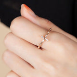 Cross Rosary Ring, White Chrystal 14k Solid Rose gold Daily Rosary Ring
