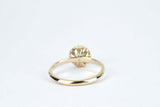 Vintage Modern Beauty, Natural Green Sapphire Engagement ring white diamond solid 14k yellow gold ring