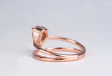 Modern & Stylish double shank peach-pink Natural Morganite Engagement ring Pear Shape Rose gold Diamond ring