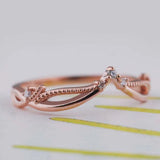 Lovely Tiara style milgrain wedding band diamond rose gold yellow gold white gold matching band