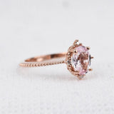 Beautiful Baby Pink Sapphire Vintage Engagement ring 1.2 ct oval sapphire ,white diamond , solid 14k rose gold ring