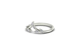 Vintage Designed Marquise Diamond Leaf, V Shape 14k Solid White gold  wedding band