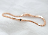 Geometric Piramit Link Chain Blue Diamond Point Solid 14k Rose Gold Bracelet