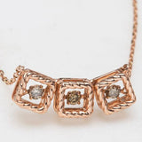 3 rope square Cognac Dancing Diamond 14k rose gold necklace