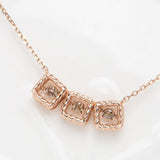 3 rope square Cognac Dancing Diamond 14k rose gold necklace
