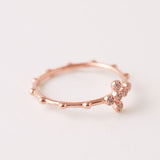 Mil grain Cross Rosary Ring, Solid 14k Rose, Yellow Gold Ring