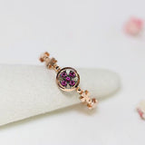 Ion Cross 14k Rose Gold Rosary ring, Pink Sapphire ring