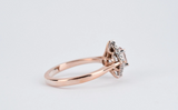 Art Deco Style & Diamond Shape Halo, Round Morganite Engagement Ring white diamond ring