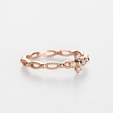 Sophia Rosary Ring, White Diamond Solid 10, 14k Rose gold ring