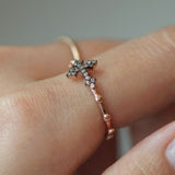 St Petro Gray Gray Diamond Vintage Rosary Ring, 14k Rose gold Daily Rosary Ring